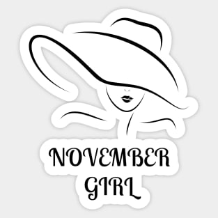 November Birthday Women Quote Girl Black Font Sticker